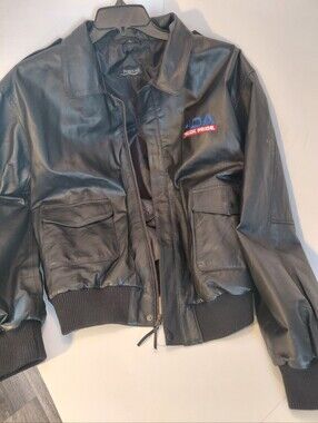 Black Leather Bomber Jacket - Everco Co Embroidered